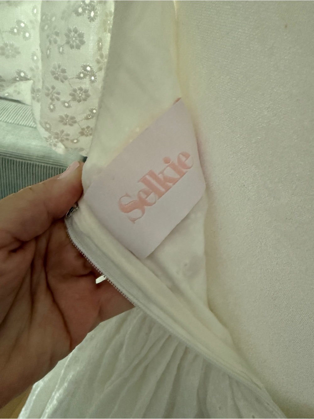 Selkie Beach Day White Puff-Sleeve Smocked Mini Dress - Picture 4 of 7